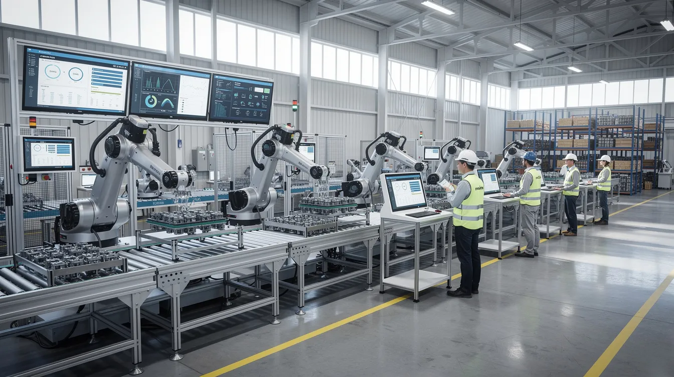 Modern manufacturing facility with automated assembly lines, illustrating the operational efficiency and innovation that private equity firms often drive in their portfolio companies.