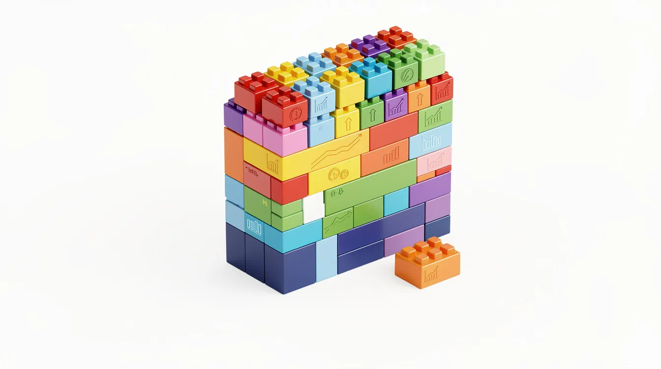 The image depicts colorful building blocks stacked in layers, symbolizing a structured investment portfolio, which may include various asset classes like traditional mutual funds and private equity funds. This visual representation highlights the importance of diversification and investment strategies for institutional and individual investors alike.
