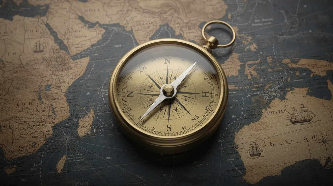 The image features a compass placed on a nautical map, symbolizing strategic investment planning and navigation in the world of venture capital funds. This visual represents the journey of institutional investors and venture capitalists as they navigate the complexities of secondary markets and liquidity management.