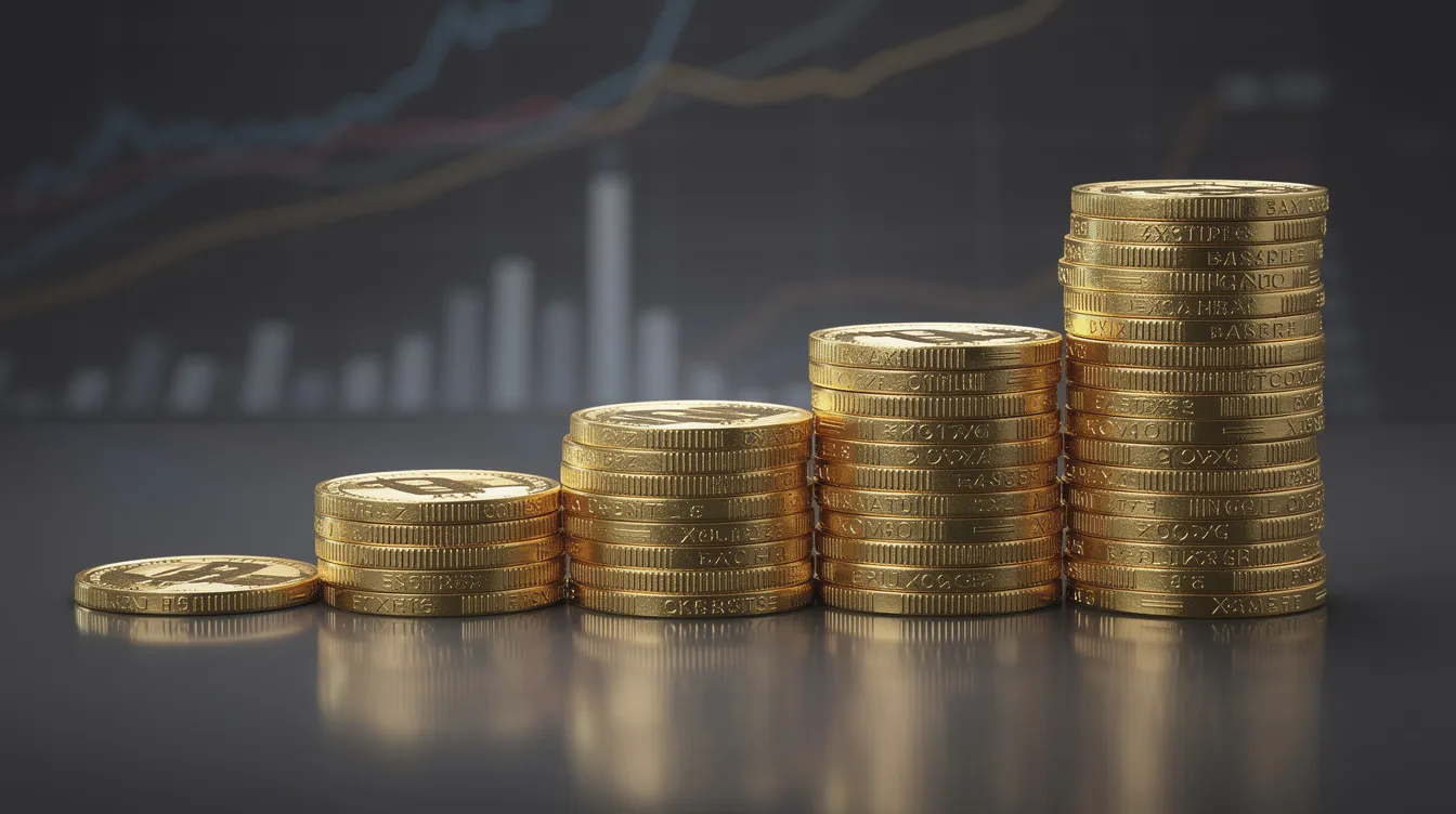 The image features a stack of gold coins arranged in ascending order, symbolizing the various layers of capital structure often analyzed by private equity firms. This visual representation highlights the importance of financial modeling and investment decisions in understanding the hierarchy of capital, including equity and debt components.